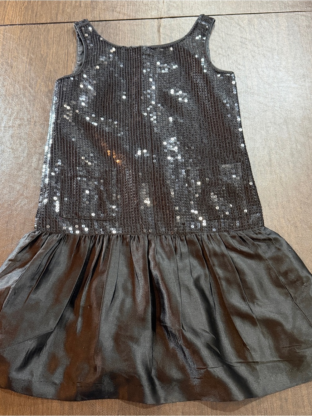 Gap Kids Black Sequin Drop Waist Party Dress Sz M (8)